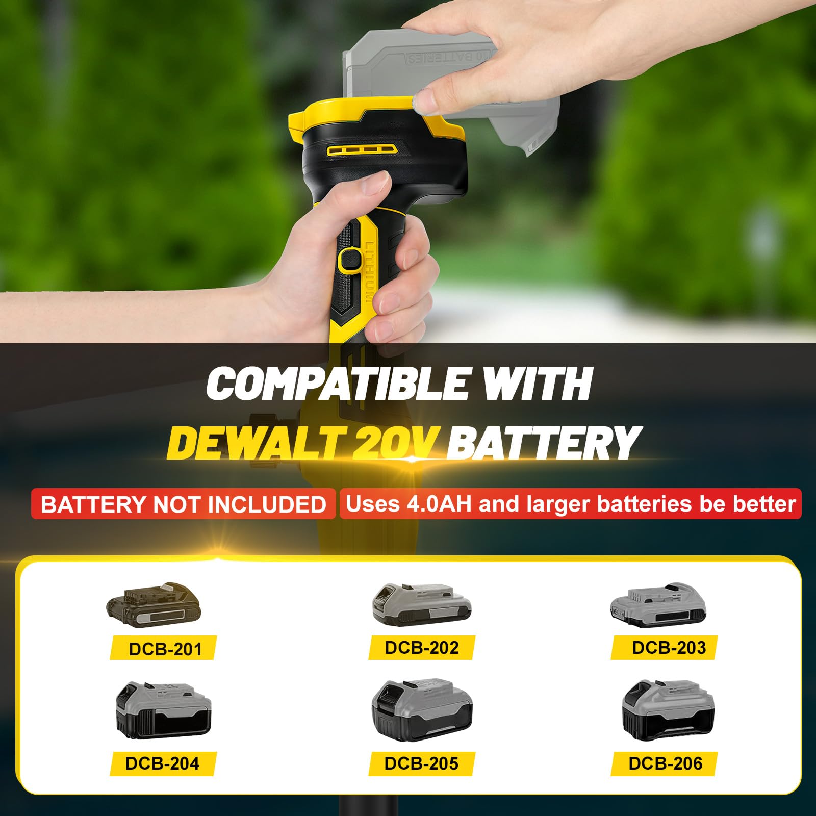 Akku-Regenfasspumpe 50 l/min kompatibel mit Dewalt 20V-Akku (ohne Batterie) | tragbare Stabpumpe, mit Sprühkopf und 1,5 m langem Schlauch, für Pools, Gärten, Teichen, Fässern