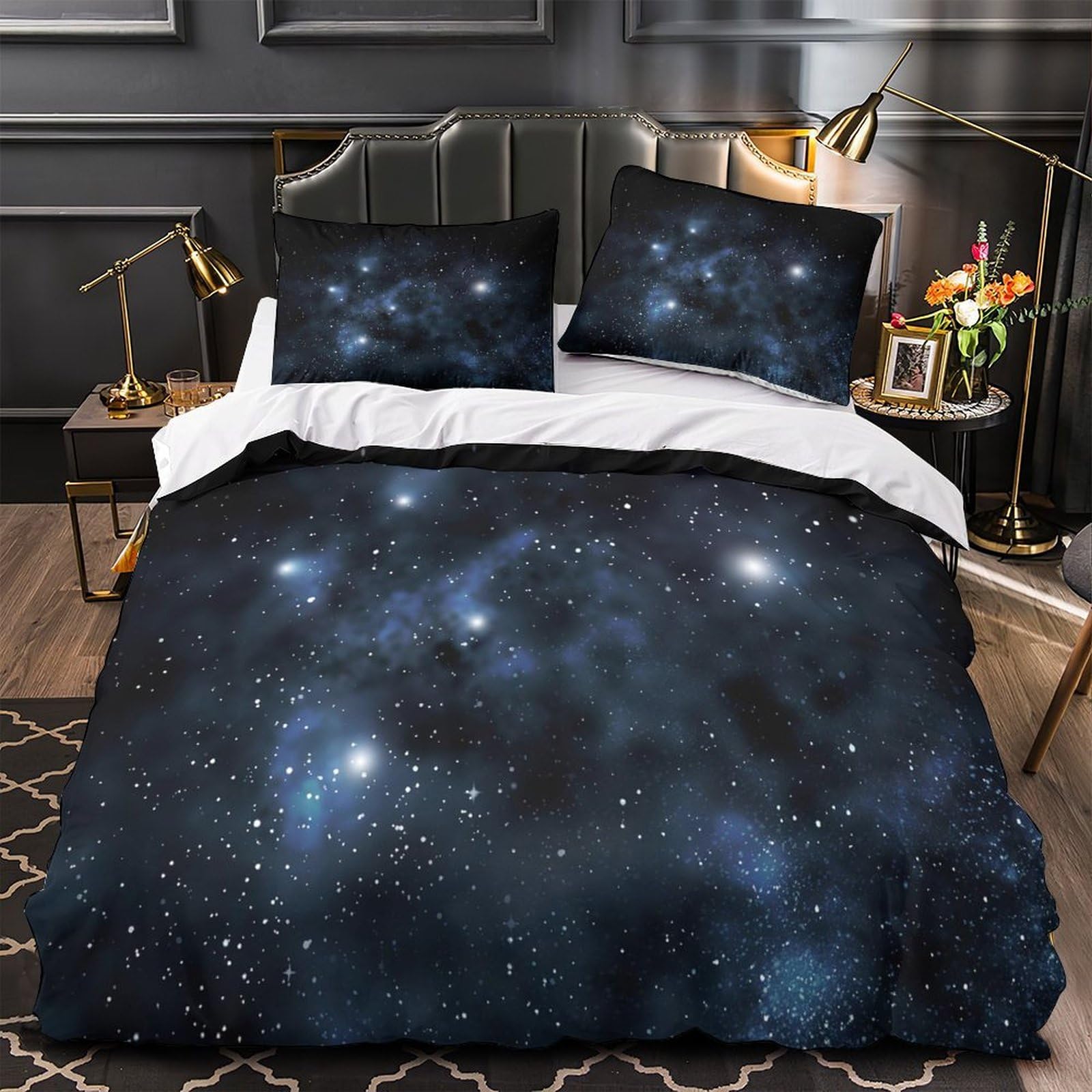 Parure de lit microfibre haut de gamme effet paillettes avec fermeture éclair