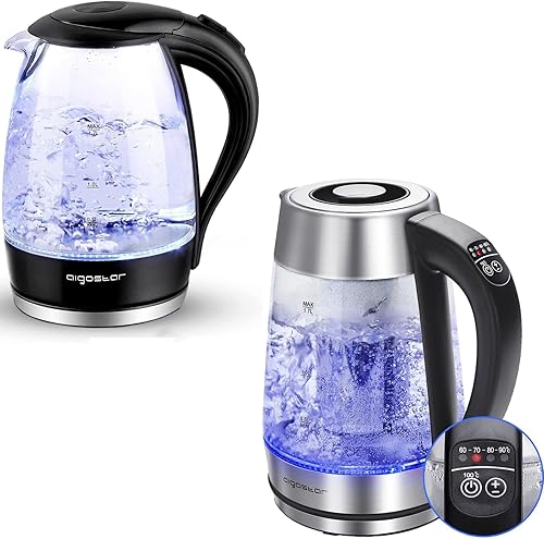 Aigostar Hervidor eléctrico y tetera con control de temperatura e infusor de té, hervidor de agua caliente de 1500 W con temperatura variable,