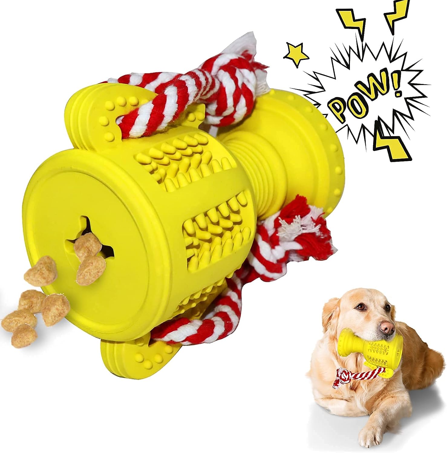 VITOOPET Dog Toys for Small Dogs Natural Rubber Dog Toy Interactive Dog Toy Dog Puzzle Toys Rubber Squeaky Toy with Rope Food Dispenser…