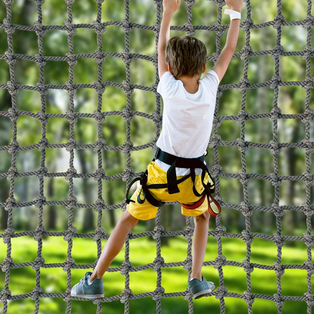 3.3' X 9.9' Polyester Playground Net, Heavy Duty Large Military Climbing Cargo Net, Kids Safety Protection Net, Rope Ladder, Swingset, for Kids & Adult, Indoor & Outdoor, Treehouse, Jungle Gyms