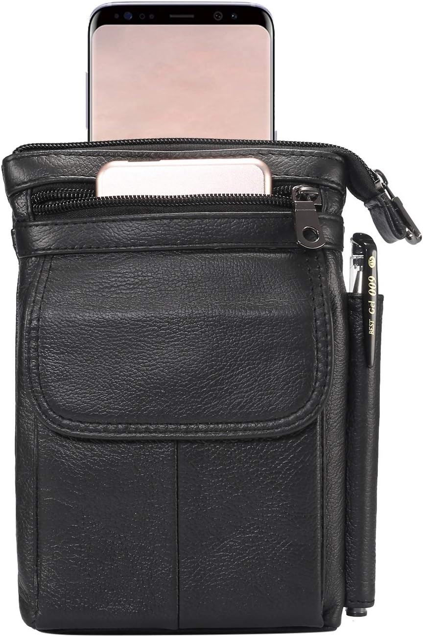 Uр Tо 60% оƒƒ Genuine Leather Cell Phone Belt Pouch for iPhone 12 Pro Max Holster with Belt Clip/Loop, For Samsung S20 FE 5G/Note 20 Ultra Crossbody Case Wallet Men Messenger Bag Waist Purse Carrier Fanny Pack
