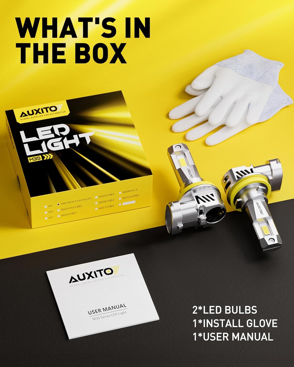AUXITO H11 H8 LED Bulbs Real Mini Size 40000LM Fog Light Bulbs, 50,000+ Hours Lifespan, Direct Insert Plug-N-Play, Pack of 2
