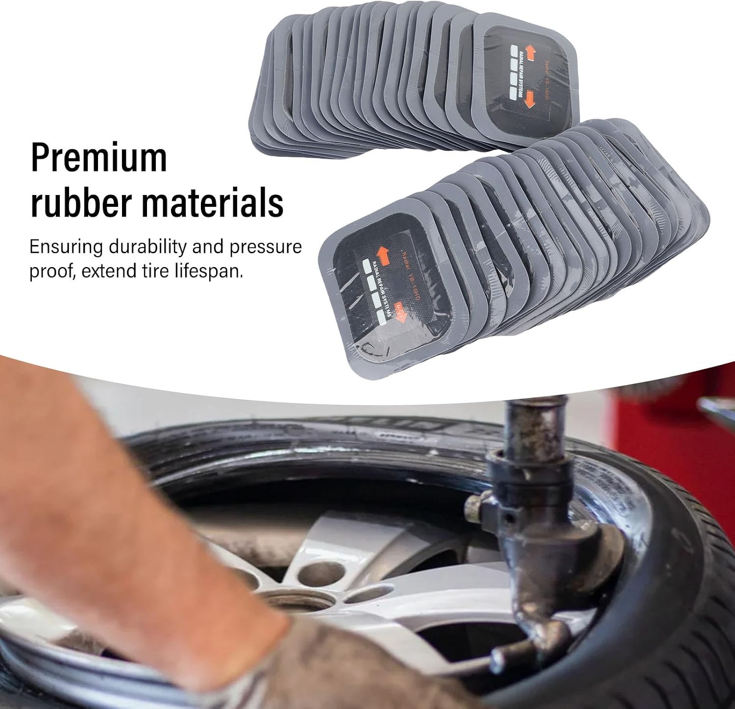 Fydun Radial Tire Repair Patches Universal Rubber Patch Kit Cars Motorcycles Trucks 40Pcs