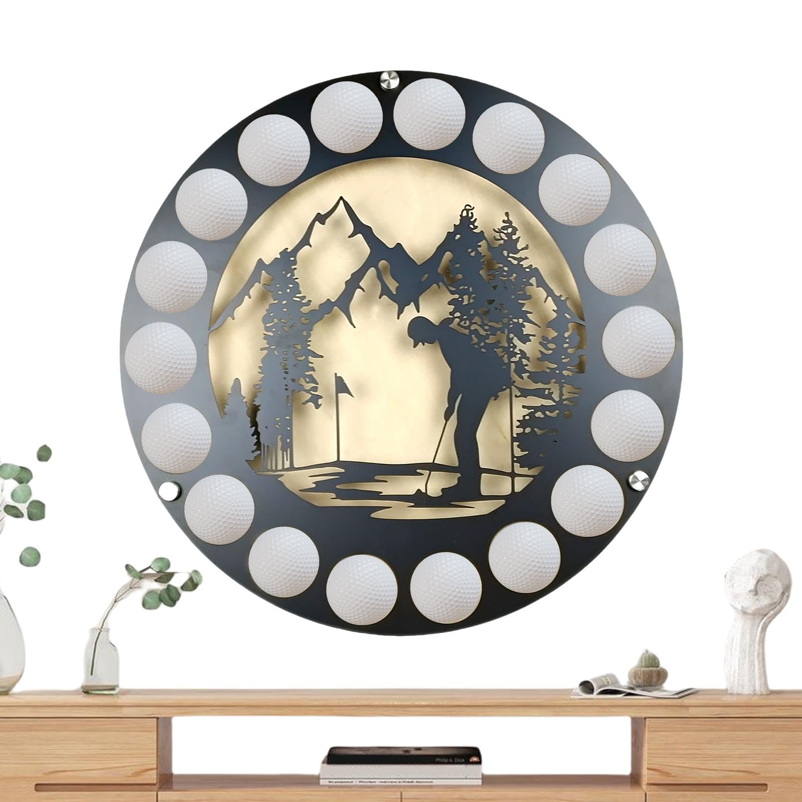Vitrine Pour Balles De Golf – Présentoir Élégant En Bois Pour Balles De Golf De Collection, À Fixer Au Mur | Parfait Pour Présenter Et Protéger Votre Collection De Balles De Golf, Design Robuste Et Él