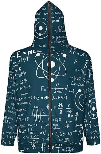 Miniatura 5 de Physical Mathematics Science Formula Men's Full-Zip Hoodies Casual Hooded Sweatshirt Lightweight Jacket Coat