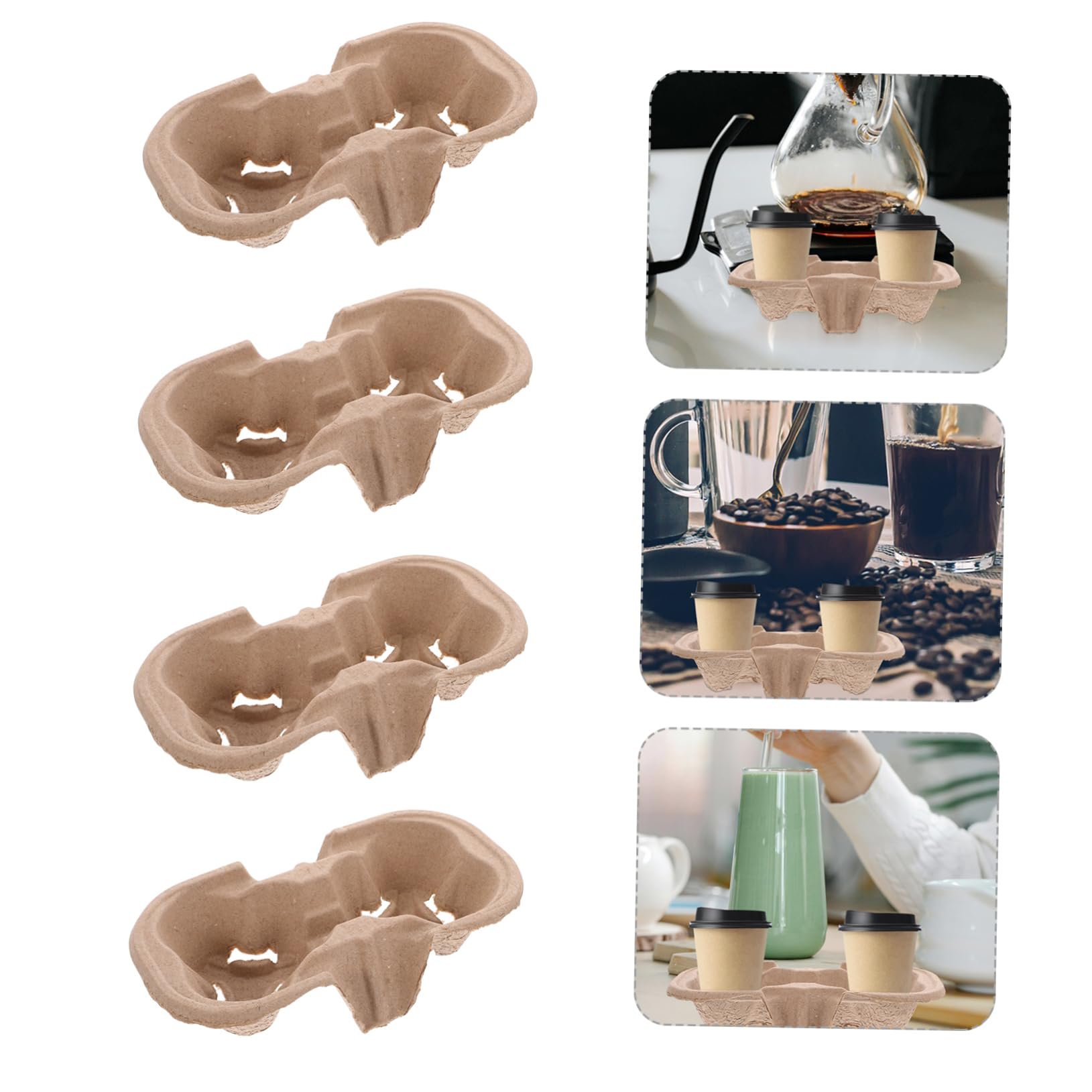 Didiseaon Portavasos de Papel Pulpa 2 Agujeros para Llevar Bebidas, Soporte Ligero y Resistente para 2 Tazas en Casa o Fiestas, Paquete de 50 Unidades