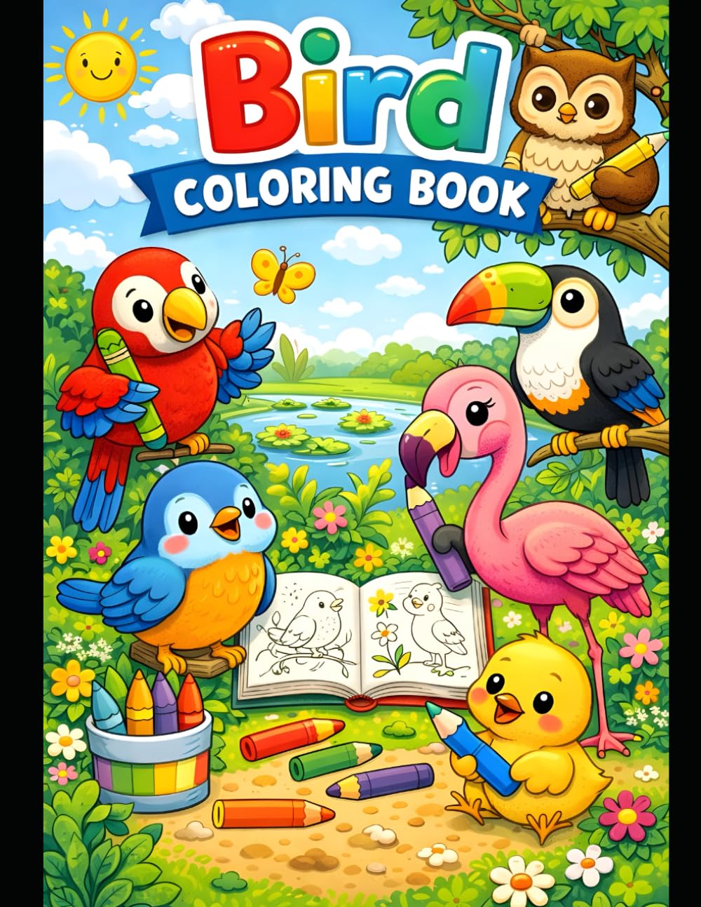 Bird Coloring Book for Kids Ages 3–6: Big and Simple Designs: Fun and Easy Bird Coloring Pages for Toddlers and Preschool Kids