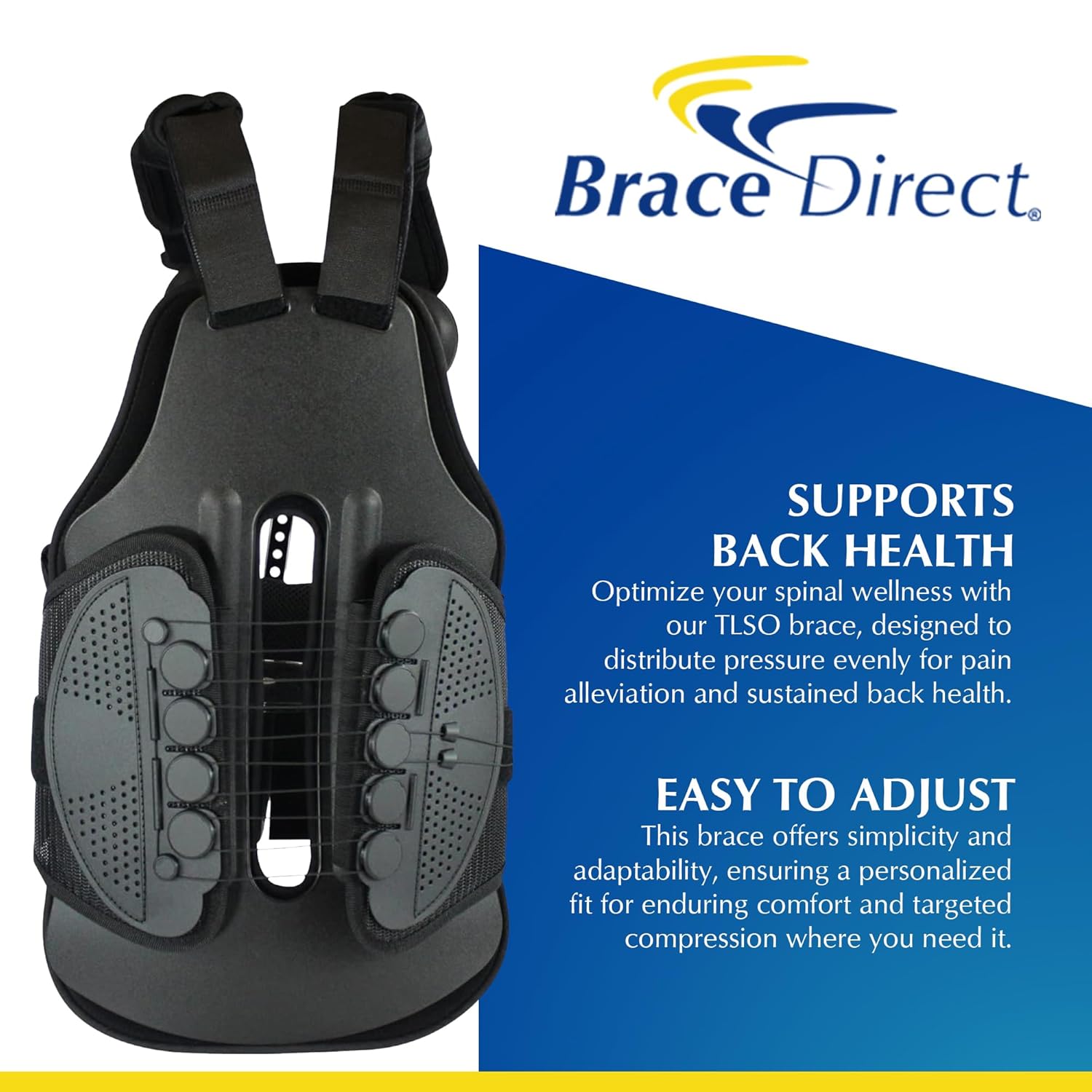 TLSO Thoracic Full Back Brace - PDAC L0464 Pain Relief and Straightener for Fractures, Post Op, Herniated Disc, Spinal Trauma, Mild Scoliosis