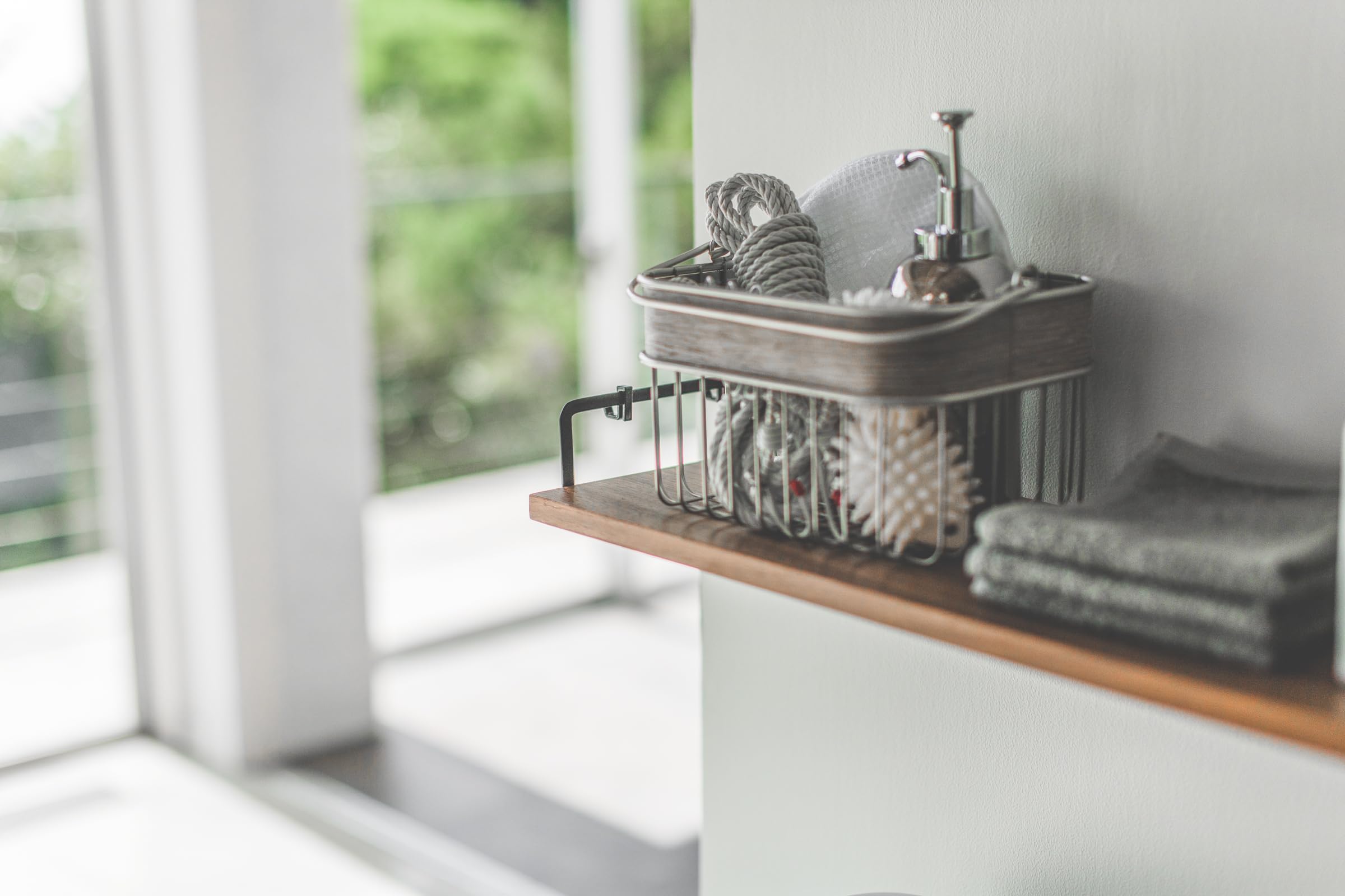 Amazon｜山崎実業(Yamazaki) 洗濯機上 ウォールシェルフ ブラック 約