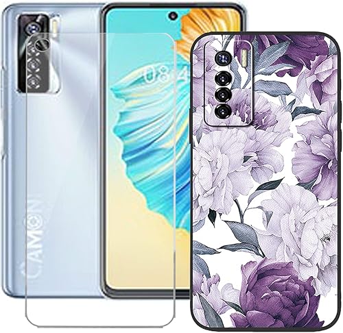 FZZSZS Funda para Tecno Camon 17 Pro + protector de pantalla de vidrio templado, silicona suave, gel flexible de TPU para Tecno Camon 17 Pro (6.8