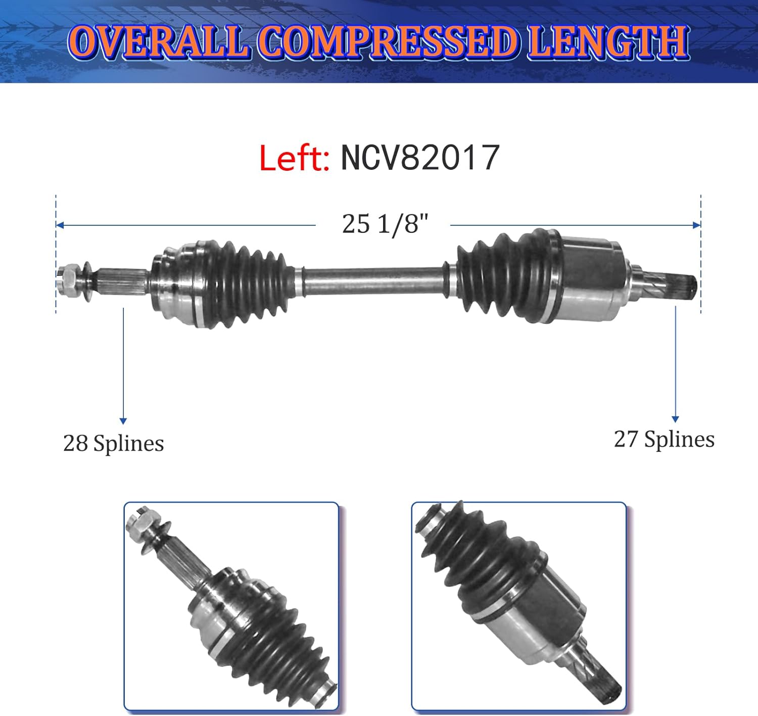 Maxfavor 4WD CV Axle Shaft Assembly Front compatible with Jeep Patriot 2007-2014, Compass 2007 2008 2009 2010 2011 2012 2013 2014, Only fit 2.4L Automatic CVT Trans Four Wheel Drive，not fit FWD AWD