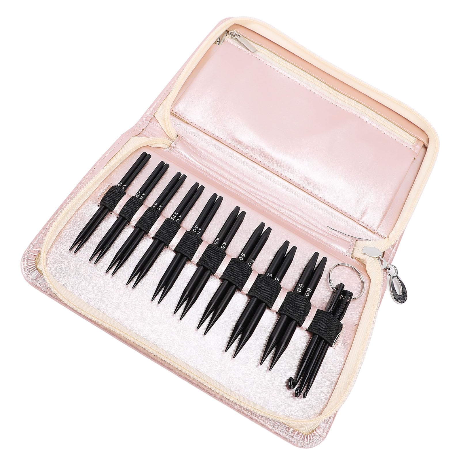 Smandy Juego de Agujas de Tejer Circulares Extraíbles, Agujas Circulares de Aluminio con 9 Pares de 3,0 Mm a 6,0 Mm, Mangos y Cables Ergonómicos Recubiertos de Negro para la Mayoría de los Grupos de