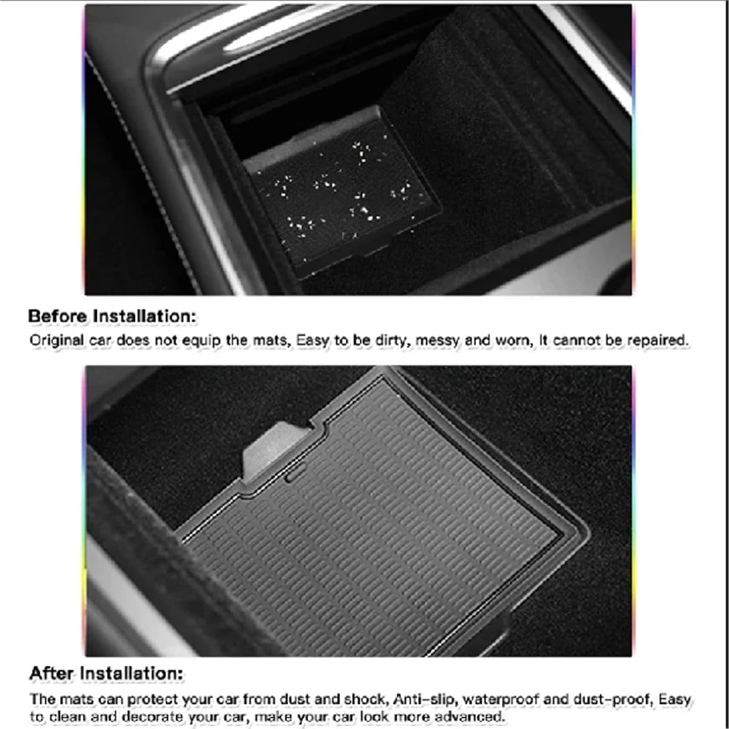 Car Gate Slot Mat Anti-Slip Cup Waterproof Pad Compatible with Chevrolet Colorado RG S10 GMC Canyon 2015-2021 Accessories(White)