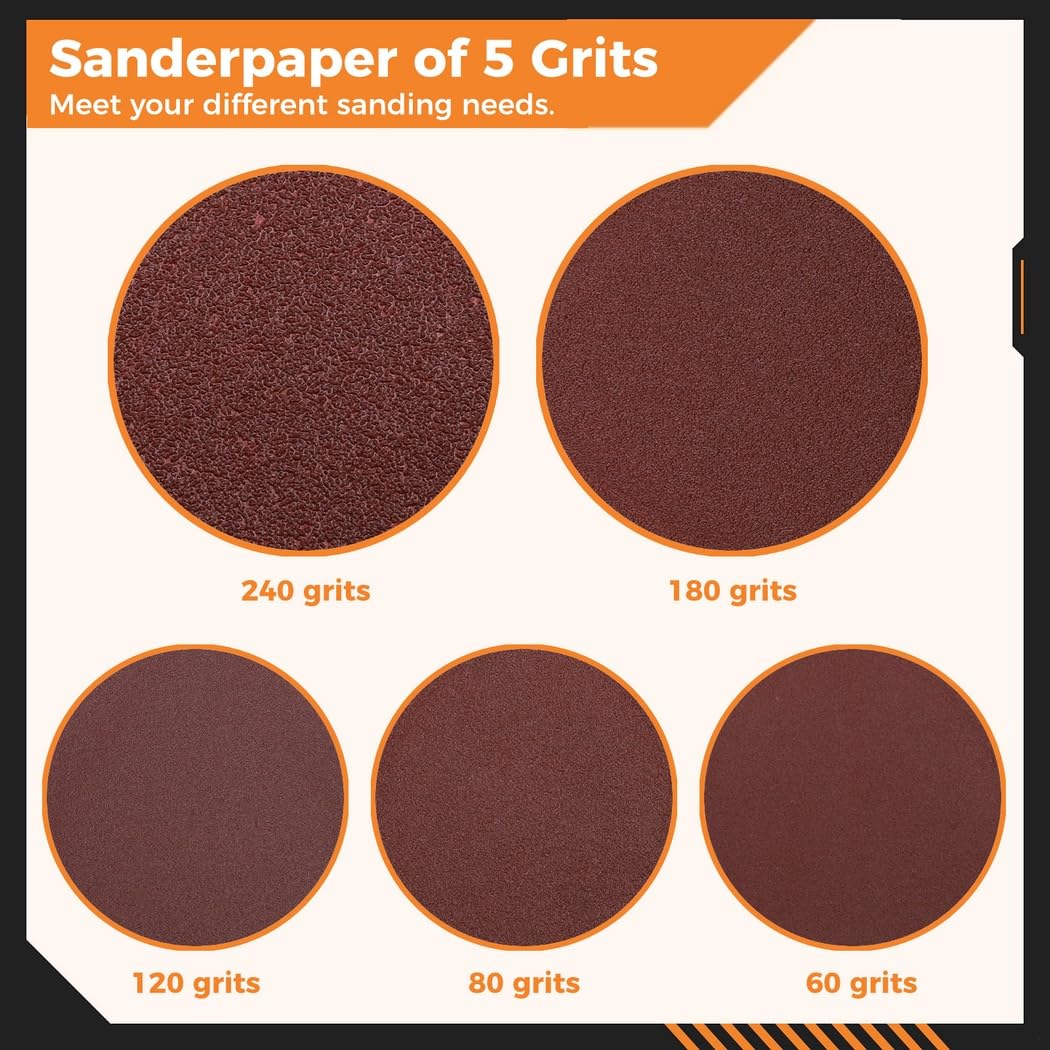 133-Piece Sanding Disc Set, Triangular Sanding Pads For Oscillating Tools, Includes 125 Sandpapers, 2 Multi-Tool Pads, 6 Buffing Sheets For Wood, Plaster