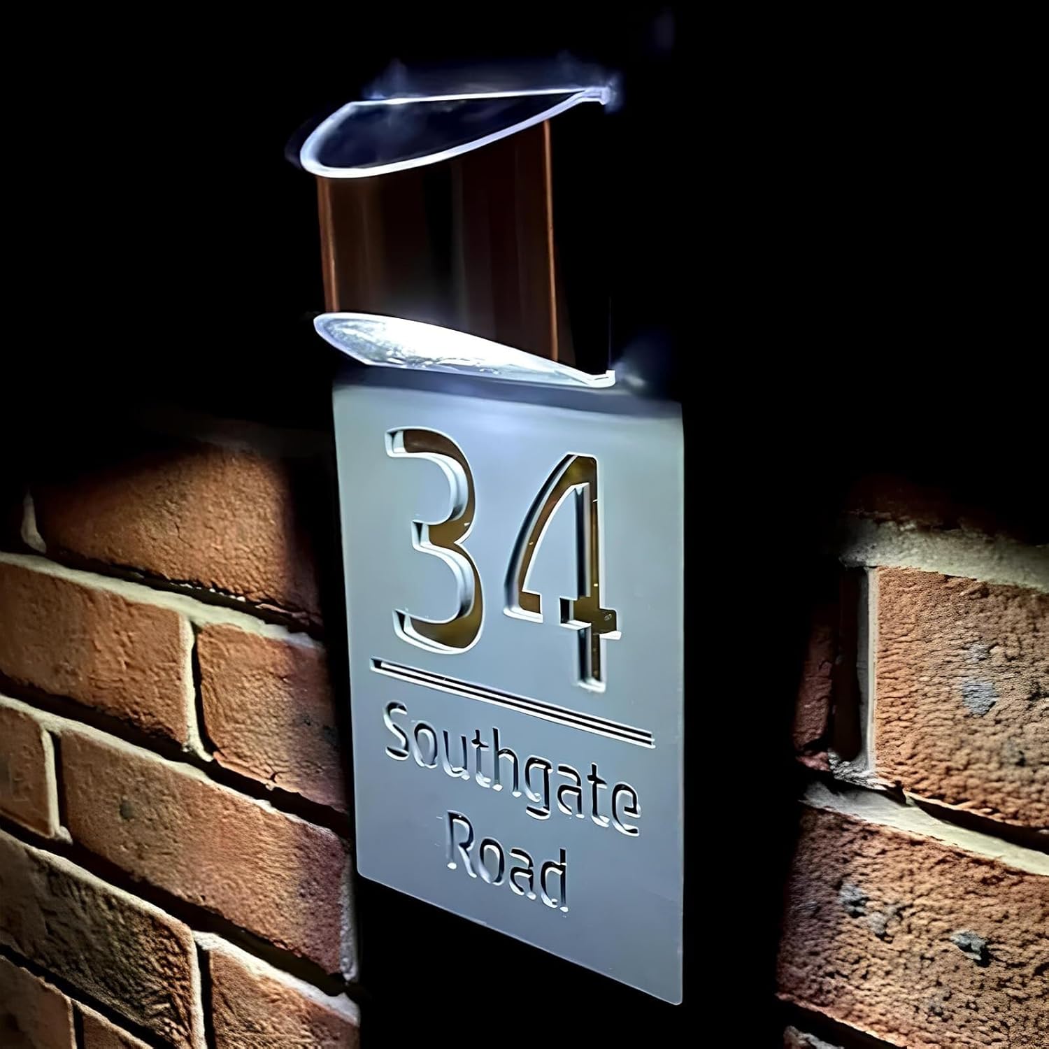 Glenmi Solar-Powered House Number Sign - Personalized Modern Address Plaque for Outdoor Use(B,18 * 32cm)