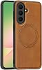 Funda a prueba de golpes para Samsung Galaxy A57 5G, marrón | cuero PU premium, magnética, resistente, compatible con MagSafe, cubierta delgada para teléfono 1