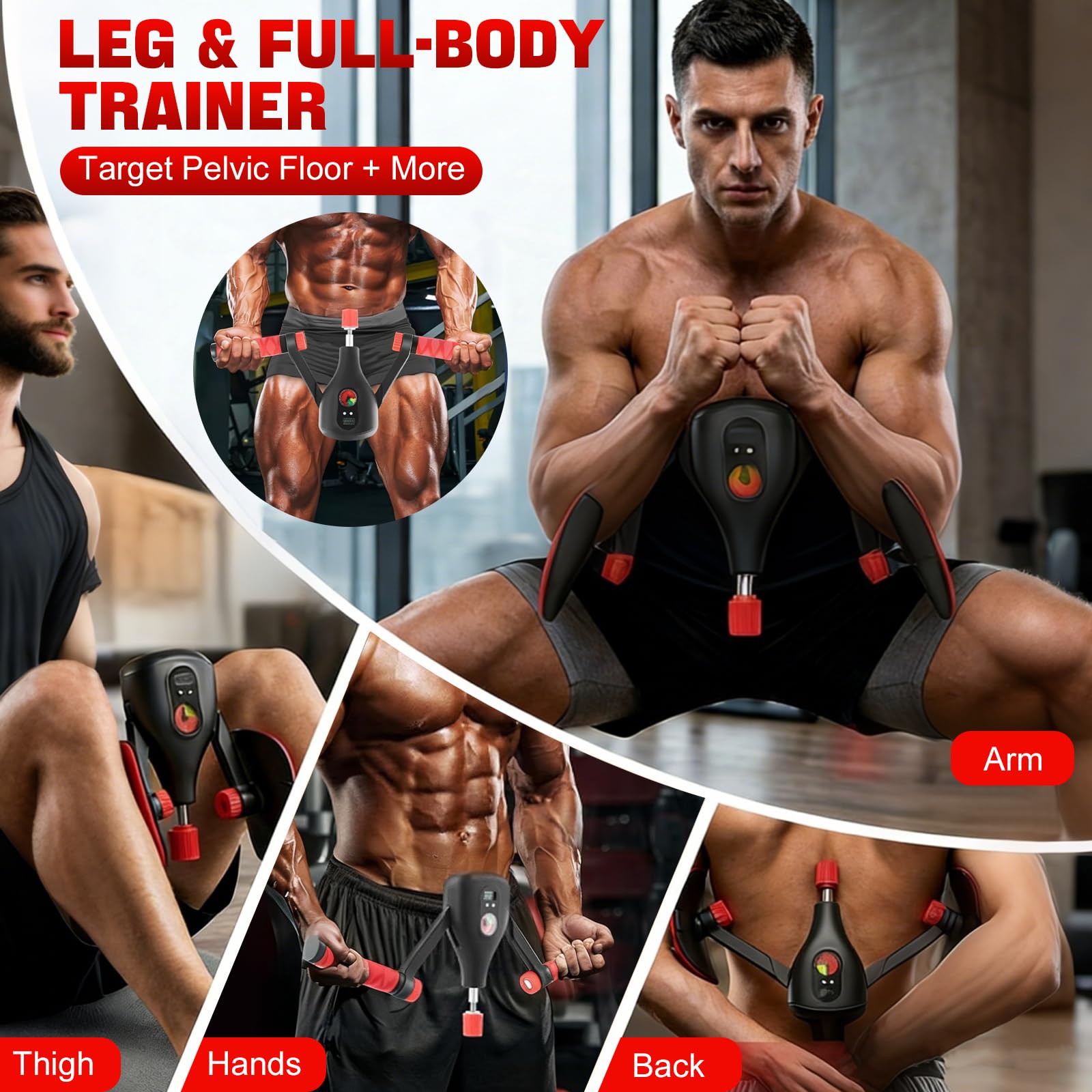 Kegel per Uomo - Attrezzi Palestra Casa - Attrezzo per Glutei - Pavimento Pelvico Uomo - Esercitatore Gambe 15-70 lbs per Tonificazione e Yoga, Adatto a Uomini e Donne