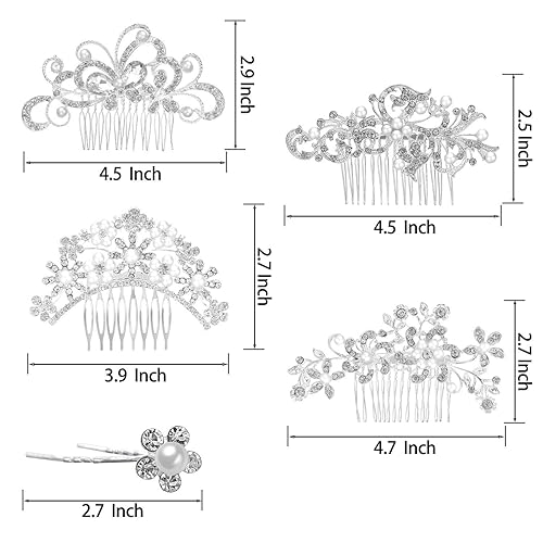 Miniatura 2 de 24 peines para el cabello de novia de boda con diamantes de imitación de perlas de cristal accesorios laterales para el cabello y horquillas de pelo