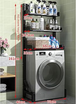 Sbcc Front-Loading Washing Machine Storage Rack, Balcony Bathroom Washing Machine Storage Rack, 3-Layer Adjustable Washing Machine Storage Cabinet
