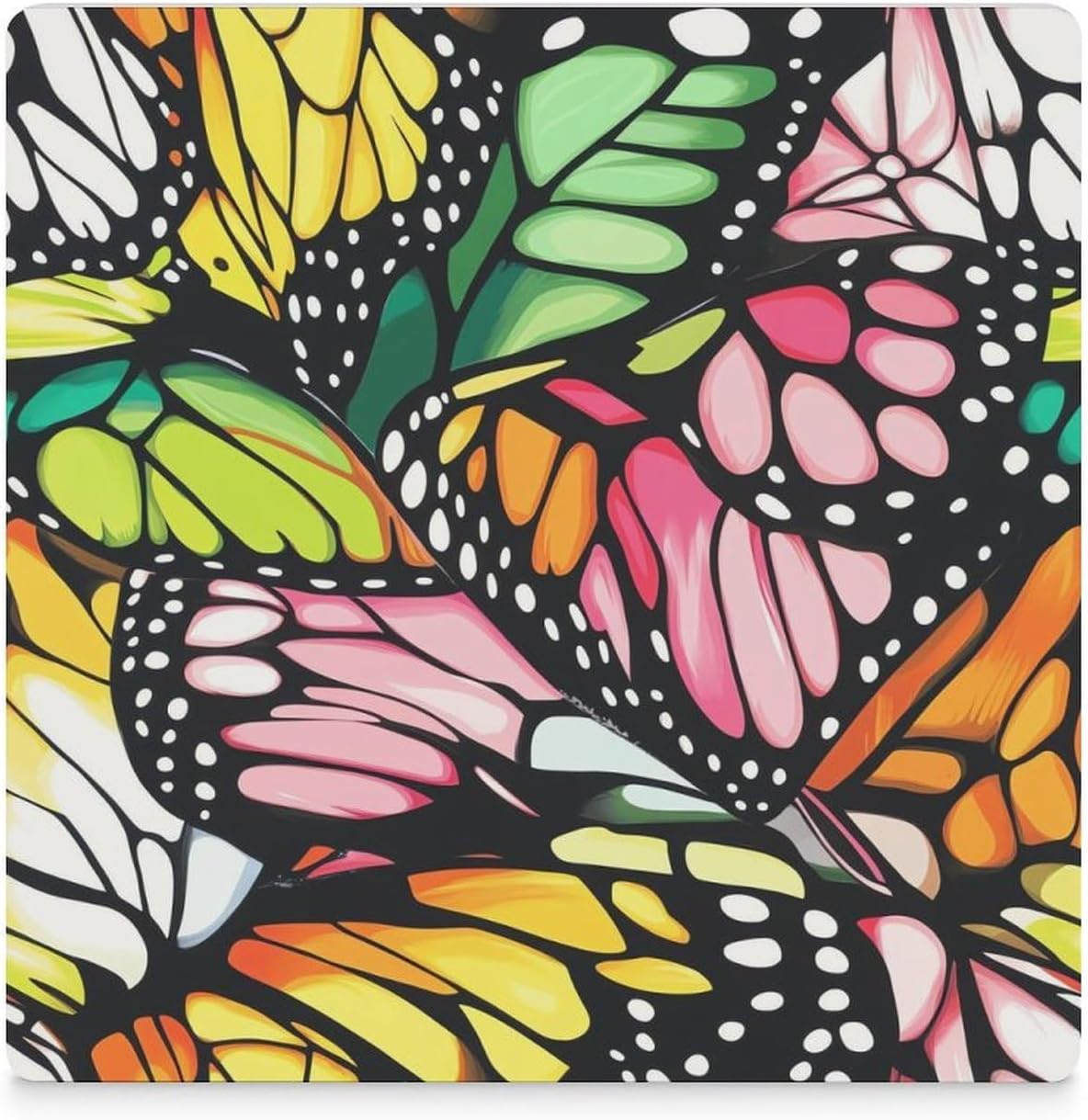 Butterfly Ceramic Coasters Set Square Drink Coasters Table Coaster for Kitchen Desktop Decor