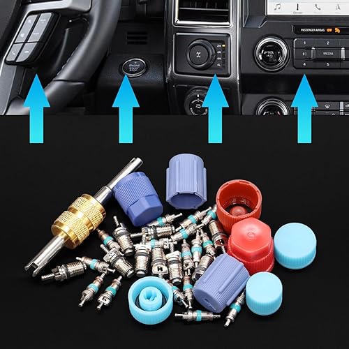 Miniatura 6 de TWTADE Kit de núcleo de válvula de aire acondicionado para automóvil, A/C R12 R134a, núcleos de vástago de válvula Schrader de refrigeración con