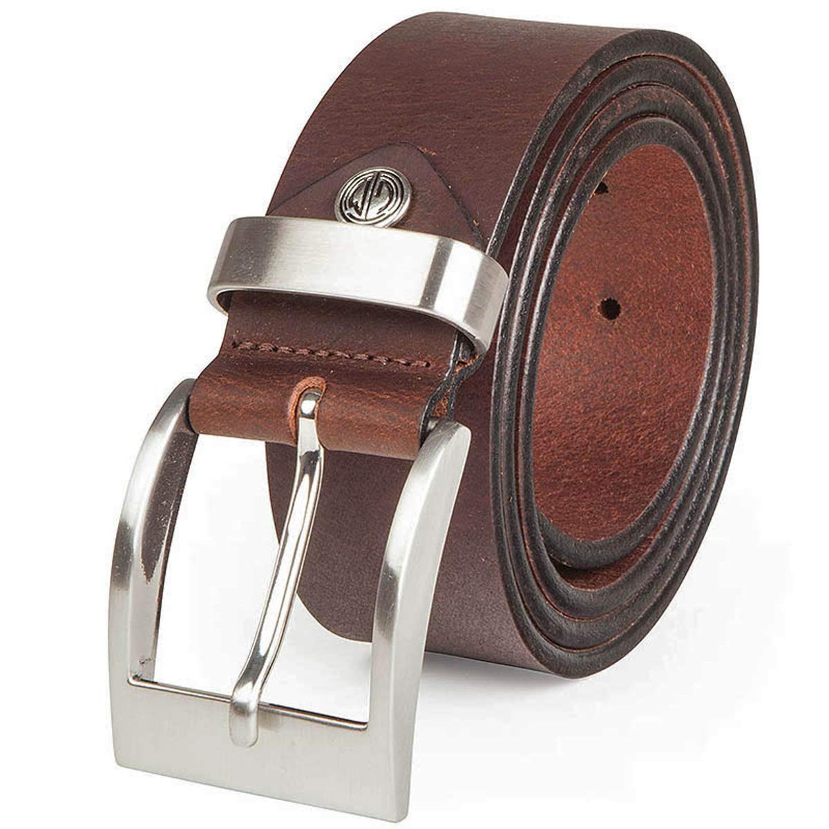 Lindenmann Men's Brown Leather Belt/ Belt, Full Grain Leather Belt Xxl, Buffalo Leather, 40 Mm, Dark Farbe/Color:, Size Us/Eu:waist Size 43.5 Xl Eu 110 Cm