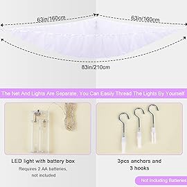 Unicorn Castle Stuffed Animals Net or Hammock Kids Toy Storage Organizer with LED Light Hanging Corner Stuffed Animals Holder Kids Girls Room Decor,White,XLarge (Pack of 1)