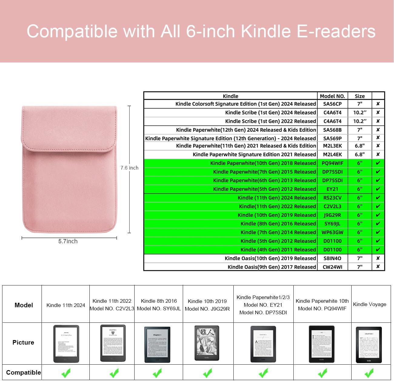 WALNEW 6" Inch Sleeve for Kindle 2024/6" Kindle Paperwhite - Protective Pouch Ba... 3 71TGSG4lnIL. AC SL1300