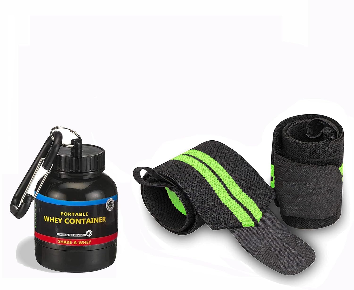 Whey Container Combo with Wrist Supporter for Gym Wrist Band Whey Funnel Bottle and Straps for Gym with Thumb Loop Straps. Supplement Powder Carrying Funnel with Key Chain 30 ml Flask (Green)-image-27