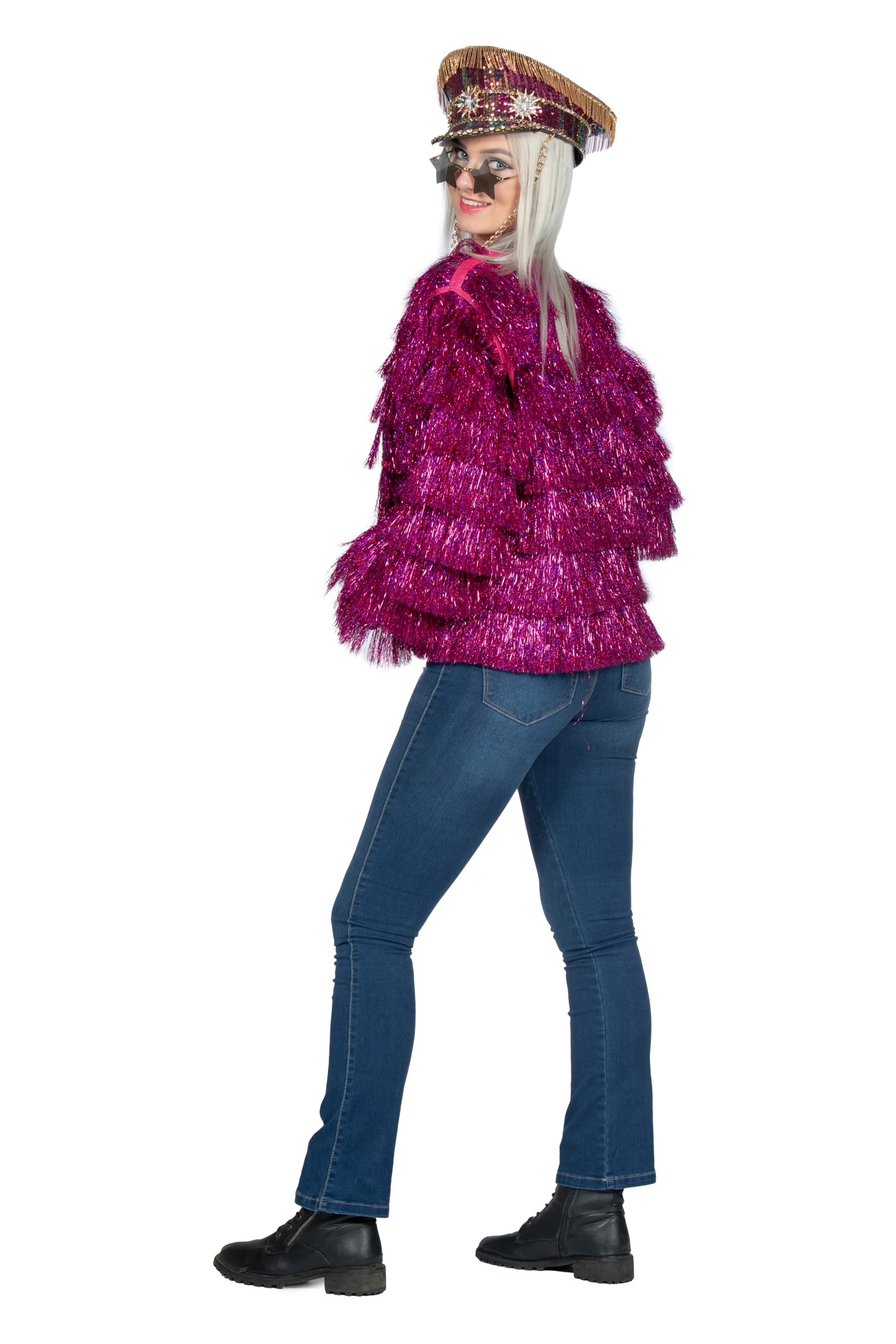WILBERS & WILBERS - Veste de soirée pour festival/Réveillon | Avec franges pailletées, veste à franges, costume pour le carnaval