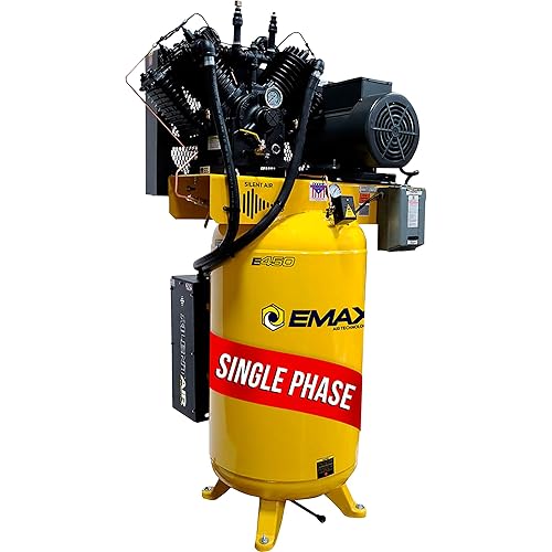 10 HP Quiet Air Compressor, Vertical, 1 PH, 80-Gallon, Industrial