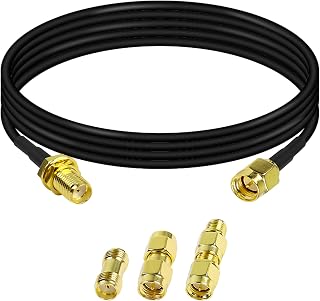 MEIRIYFA SMA Male to SMA Female RF Coaxial Coax Extension Cable RG174 Bulkhead Wire with 3 pcs RF Coax SMA Adapter Kit for Radio, Antenna, Wireless LAN Devices -3M