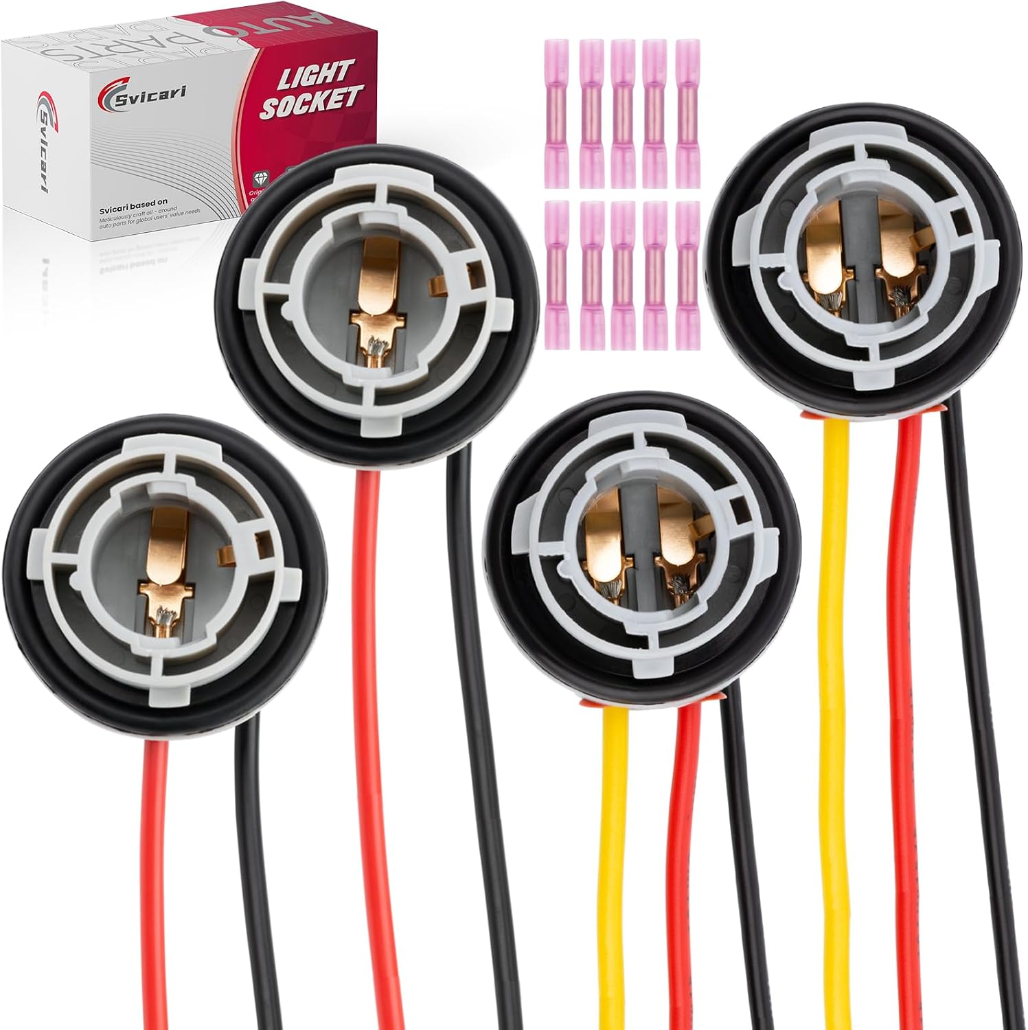 Standard 1156 1157 BA15S BAY15D Light Bulb Socket Holder Pre-wired Sockets Automotive Turn Signal Tail Stop Rear Brake Running Light Base Harness Plugs Connectors(2PCS #1156 + 2PCS #1157)