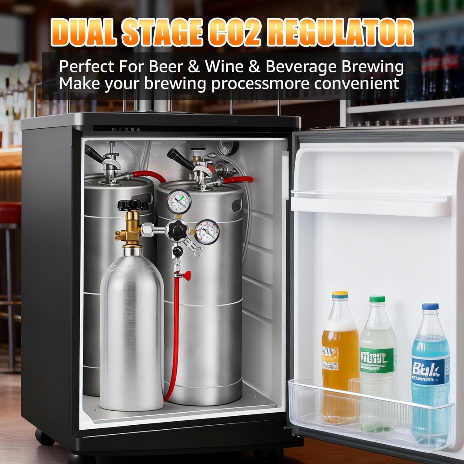 0-120 PSI CO2 Regulator High Pressure CGA-320 Beer Keg Regulator, Output Pressure Regulator Gas Regulator Gauge CO2 Tank Pressure Regulator with Pressure Release Valve for Beer, Soda Brewing