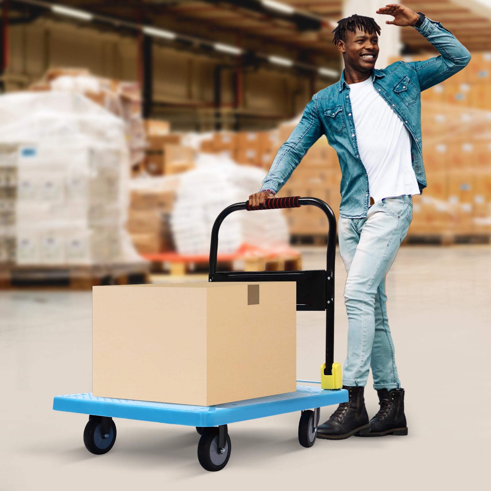 Carrello di trasporto Fino a 400 kg Piattaforma, Carrello pieghevole, Carrello a mano Piattaforma, Camion Cart, Carrello per fabbriche, Ristoranti, Corrieri e supermercati, Mobilità leggera