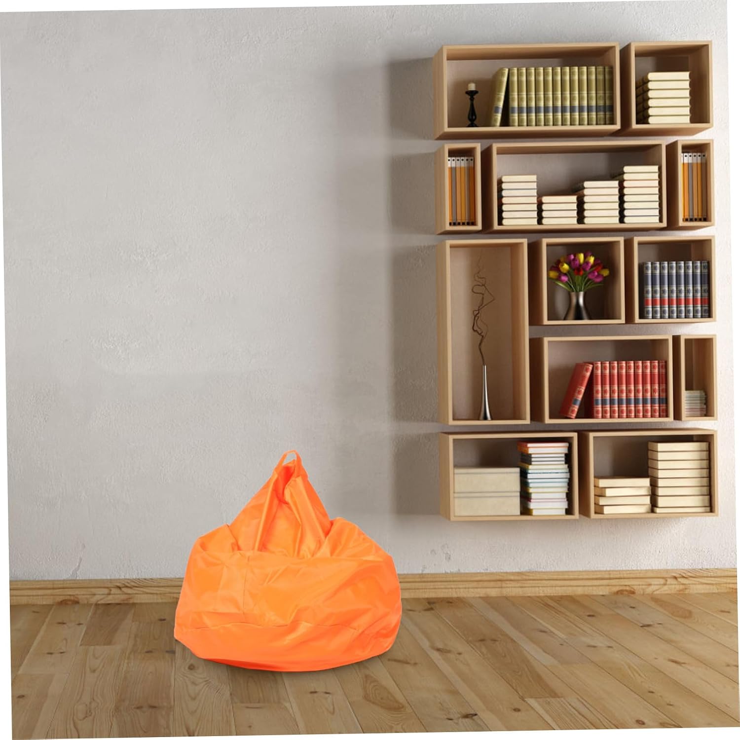 Cabilock Extra Washable Bean Bag Replacement Cover Stylish Orange Lazy Sofa Cover for Indoor Use No Filler Needed Cloth Material for Relaxation and Comfort