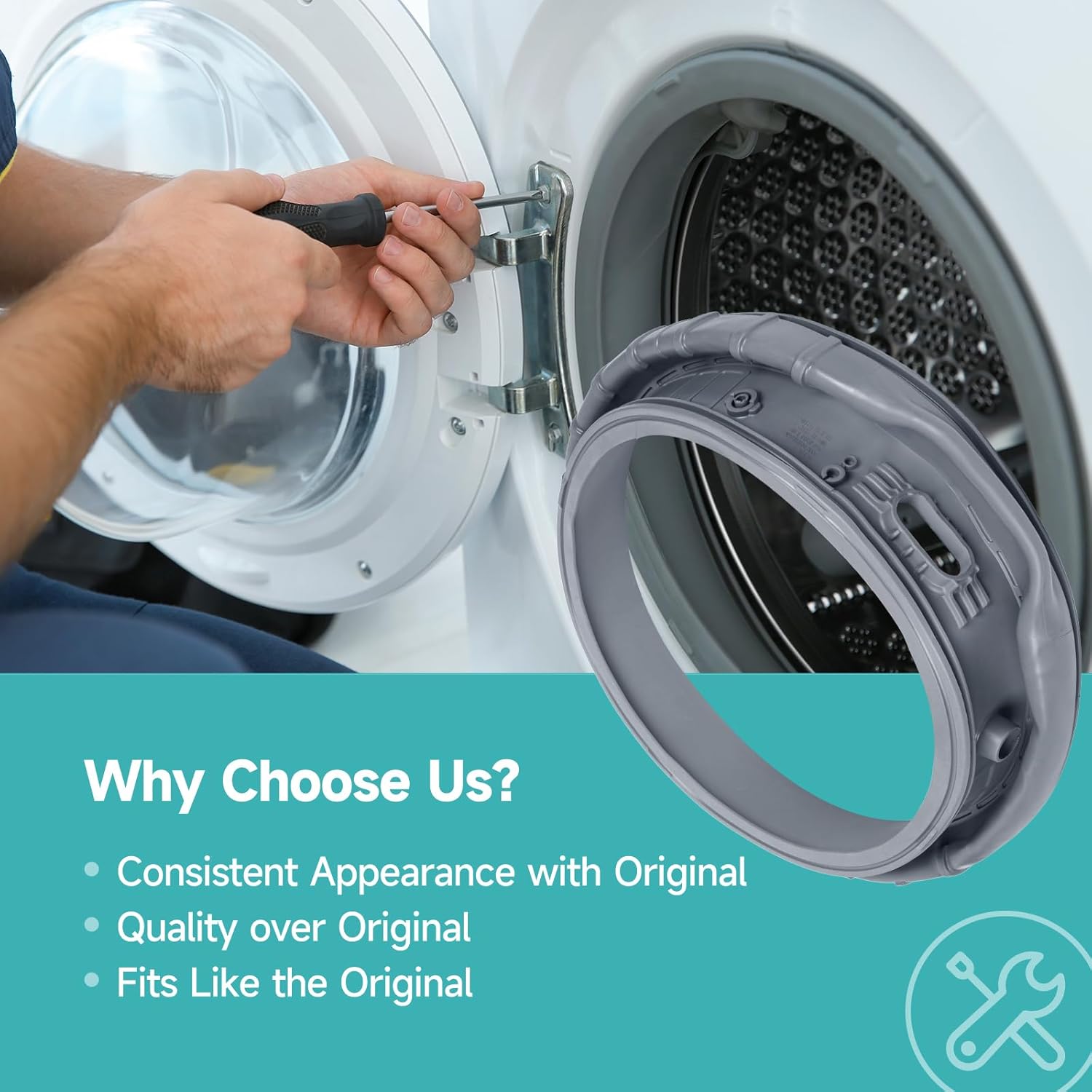 Upgraded DC64-03788A Washer Door Boot Seal for Samsung, Fit WF45T6000AW/A5 WF45R6300AW/US WF45R6100AW/US WF45T6200AW/US WF45B6300AW WF45A6400 WF46BB670 WF50A860, Replace 4959290 AP6884238 PS12720638 - Image 7