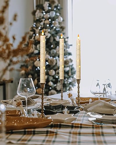 Vista 51 de Da by 3 velas parpadeantes sin llama, funcionan con pilas, con control remoto y tiempo, llama dinámica 3D LED 3D, 9.6 pulgadas para bodas, fiestas