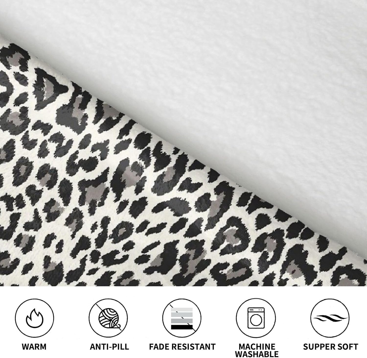 MUSM Black Leopard Print Print Blanket Hoodie Fleece Sweatshirt Blanket With Sleeves And Pockets