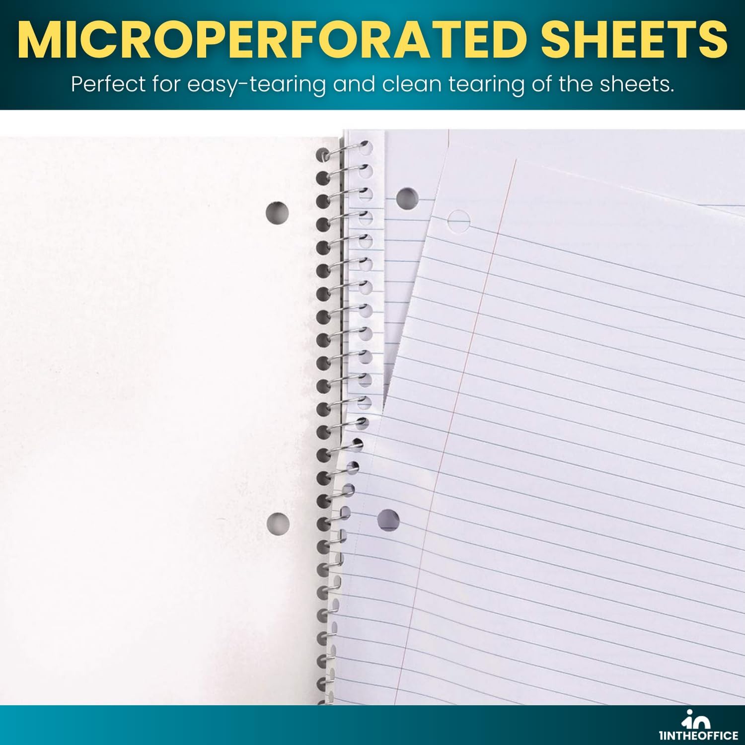 1InTheOffice College Ruled Spiral Notebook 8x11, Spiral Notebook, 1-Subject Notebooks, Wirebound Spiral Notebooks, 70 Sheets (6 Pack) (Black)