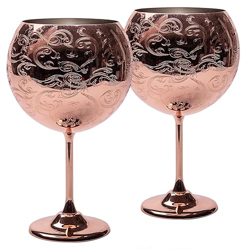 Etched Balloon Wine Glasses Set Of 2,24oz(680 ml) Wine Goblets
