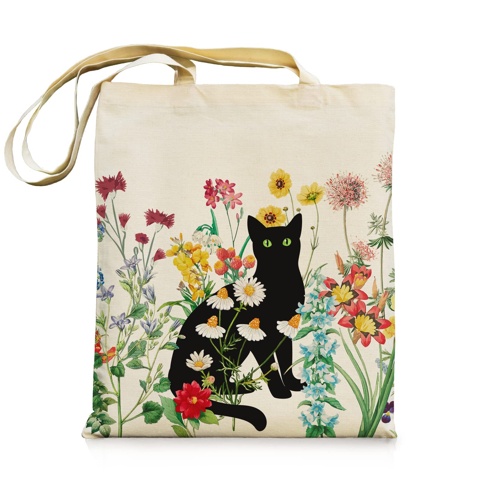 Komociya Tote Bag In Tela Gatto Bianca Con Cerniera – Borsa Estetica Ragazze, Capiente E Riutilizzabile Per Scuola E Spesa