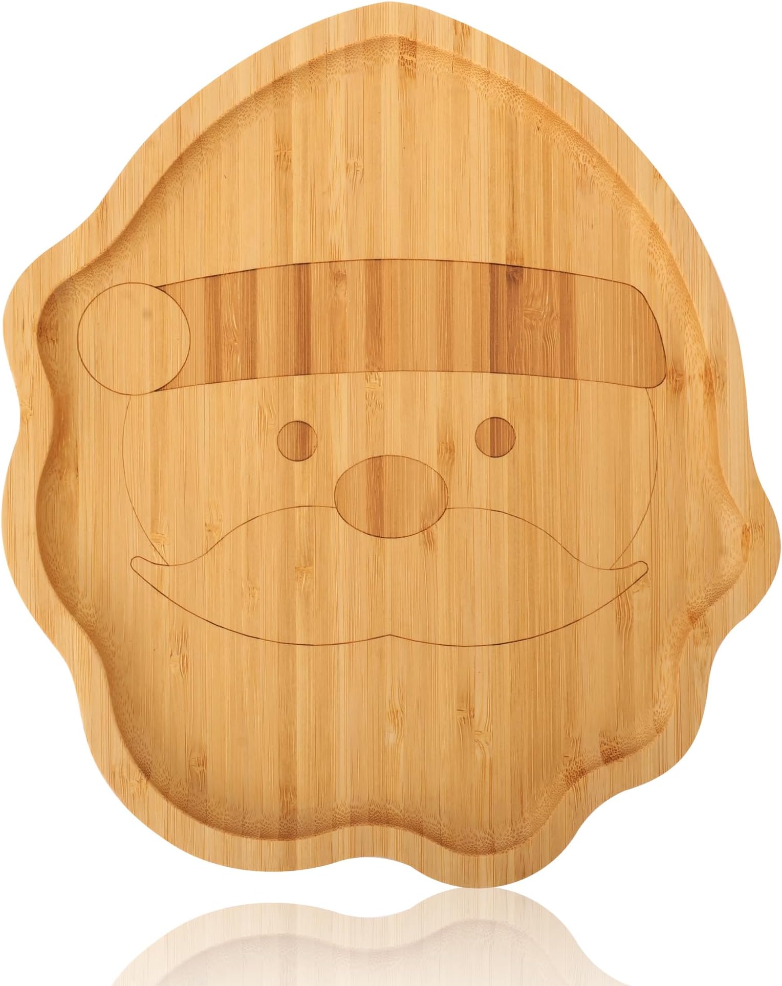 TJ POP Christmas Bamboo Serving Platter - Santa Face Decorative Tray Candy Snack Board, Natural Wooden Serving Tray Cute Charcuterie Board for Cheese, Cookies, Fruits & Holiday Party (10” x 9”)