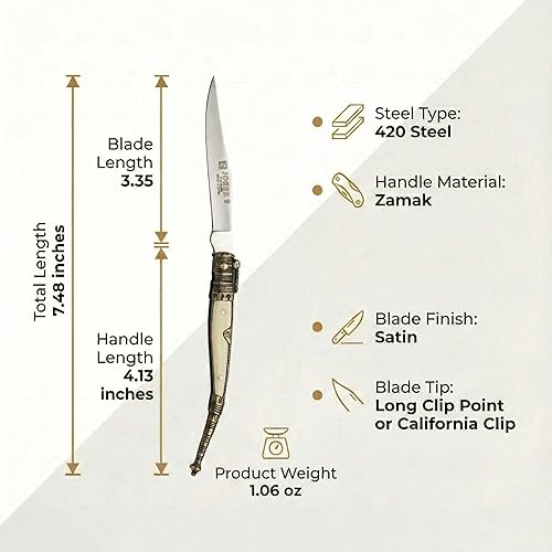 Miniatura 3 de Joker Navaja de bolsillo decorada N107D con mango zamak - ABS, hoja 3.54 pulgadas, acero inoxidable 420, herramienta de pesca, caza, camping y