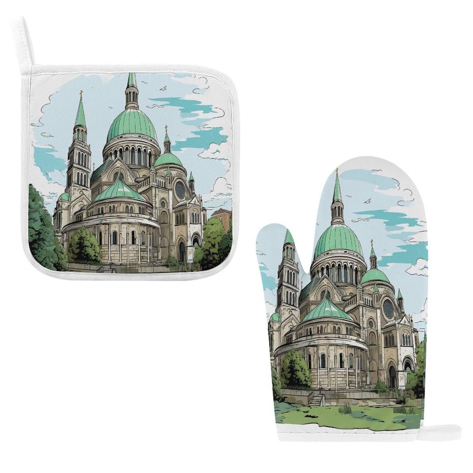 Btcowzrv Style Hand Drawn Lines Oven Mitts And Pot Holders 2Pcs Set