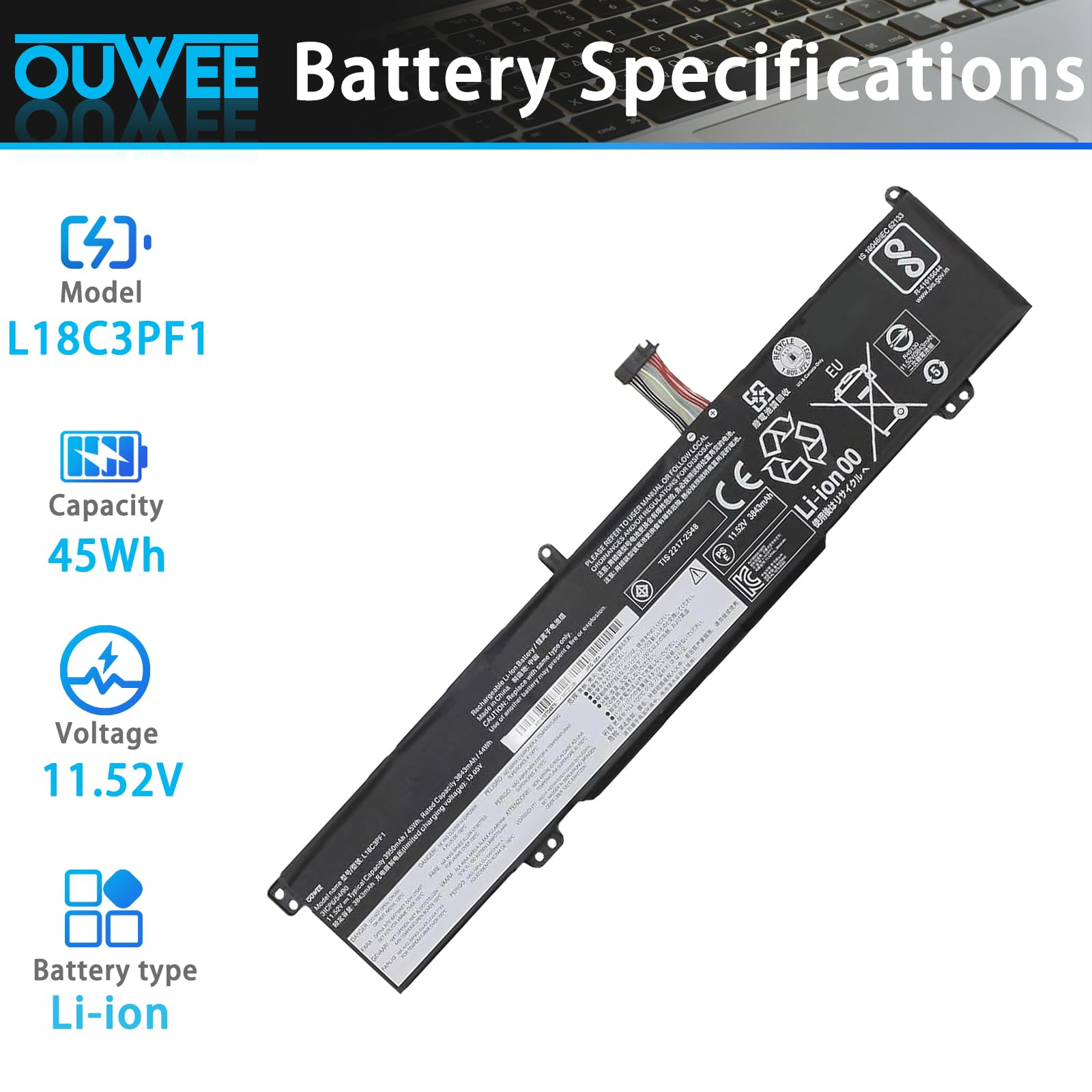 K KYUER 36Wh L18C3PF2 L18M3PF2 Laptop Akku für Lenovo IdeaPad L340-15API L340-15IWL L340-17API L340-17IWL V155-15API V340-17IWL L3-15IML05 81Y3 81LW 81LG 81LY 81M0 81V5 81RG L18D3PF1 L18L3PF1 Battery K KYUER 36Wh L18C3PF2 L18M3PF2 Laptop Akku für Lenovo IdeaPad L340-15API L340-15IWL L340-17API L340-17IWL V155-15API V340-17IWL L3-15IML05 81Y3 81LW 81LG 81LY 81M0 81V5 81RG L18D3PF1 L18L3PF1 Battery