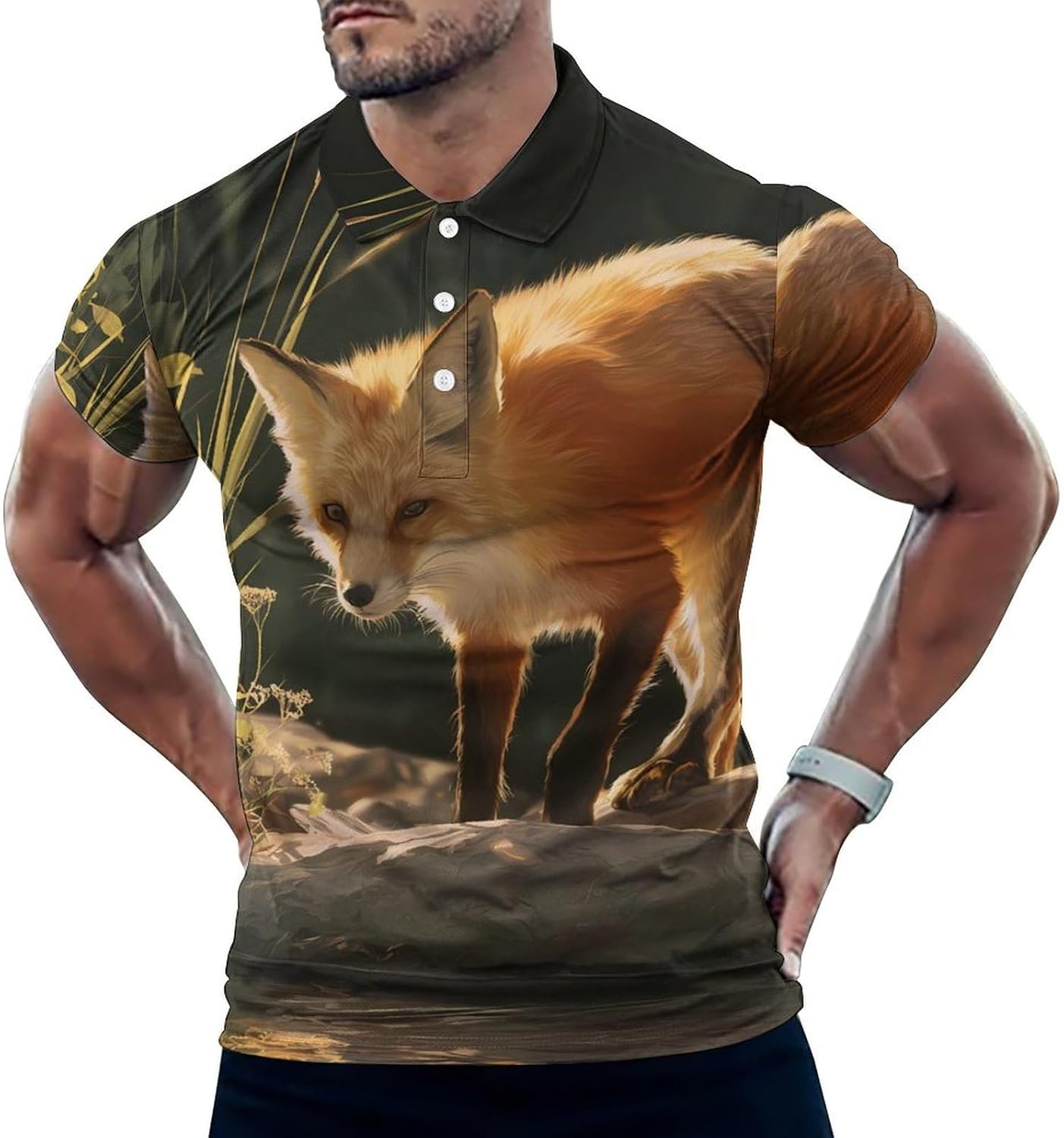 Foxes Stone River Golf Polo Shirts for Men Casual T Shirts 5X-Large