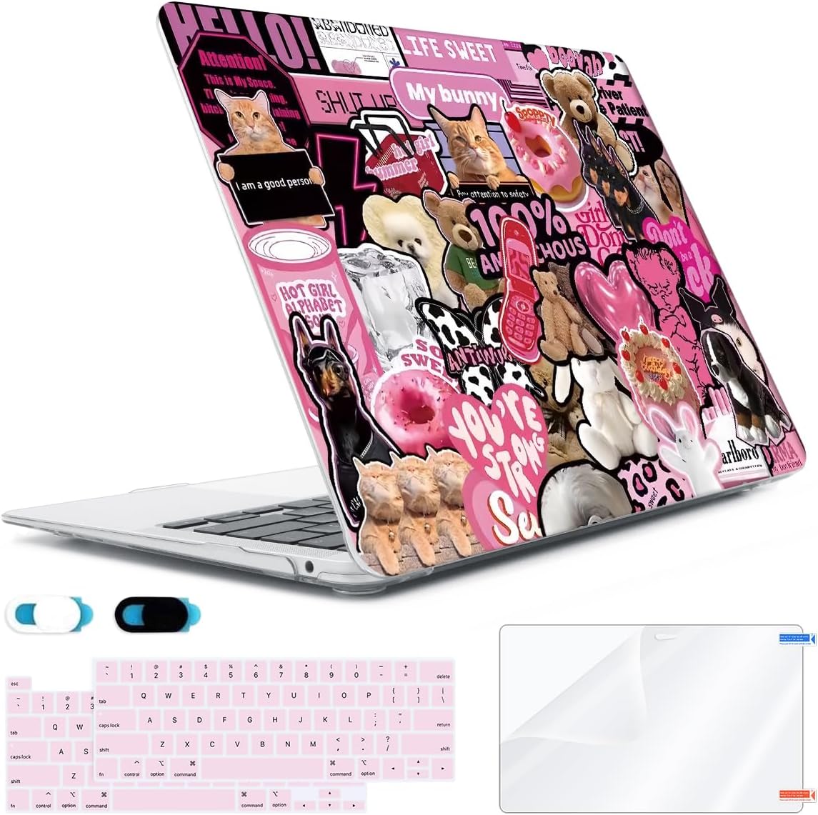 for MacBook Pro 13 inch Case 2022 2021 2020-2017 Release M2 M1 A2338 A2251 A2289 A2159 A1989 A1706 Touch bar, Plastic Hard Shell Case &Keyboard Cover&Screen Protector&Webcam Cover, Puzzle