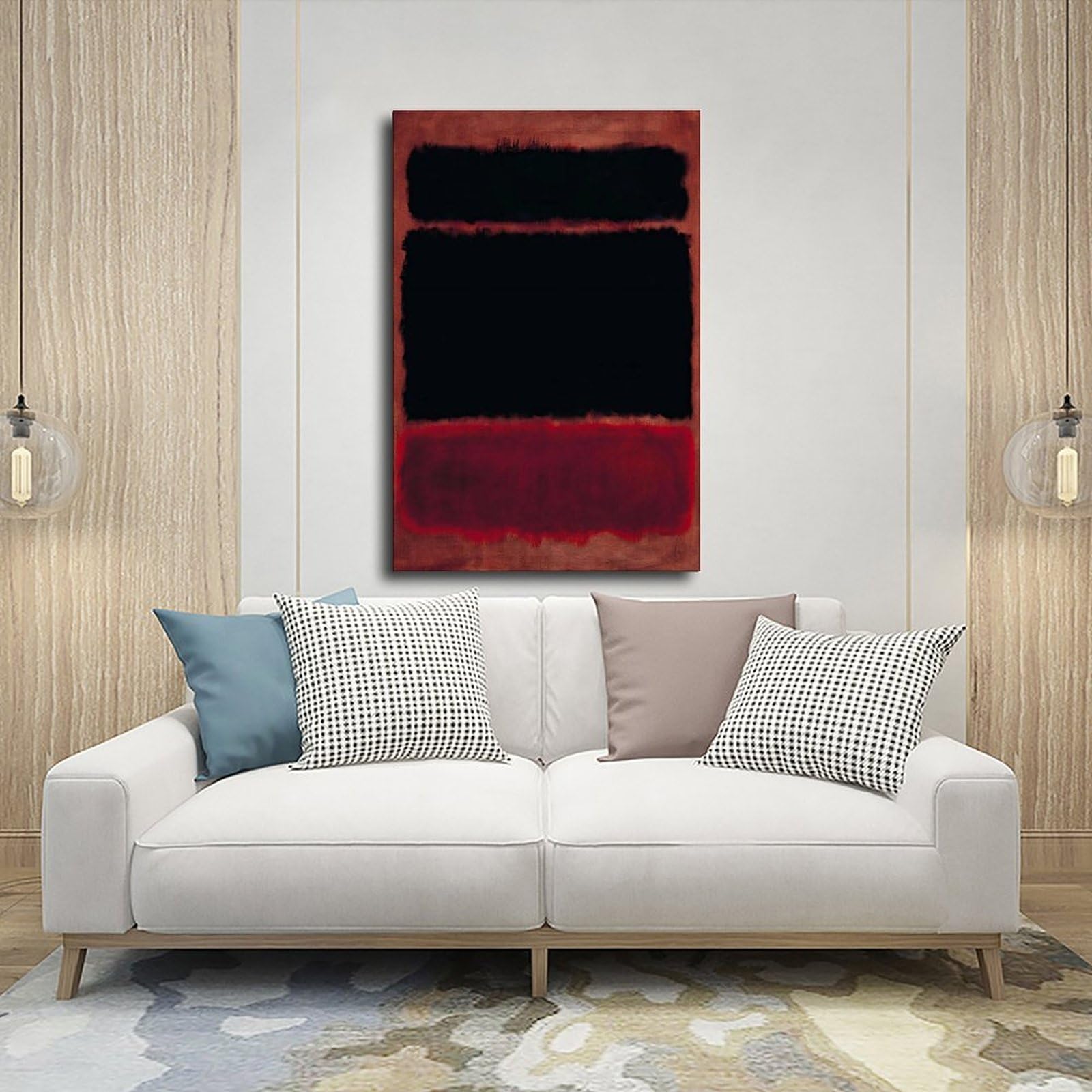 WCYB Mark Rothko czarny druk na płótnie ciemnoczerwony druk obrazy ścienne do biura 30,5 cm szer. x 45,7 cm W